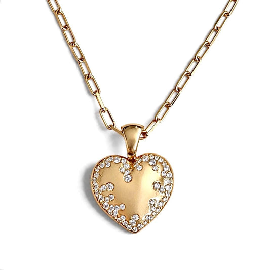 ZYDO Italy “Dolce Battito” 18K Rose Gold Natural Diamond Heart Pendant Necklace - WeilJewelry