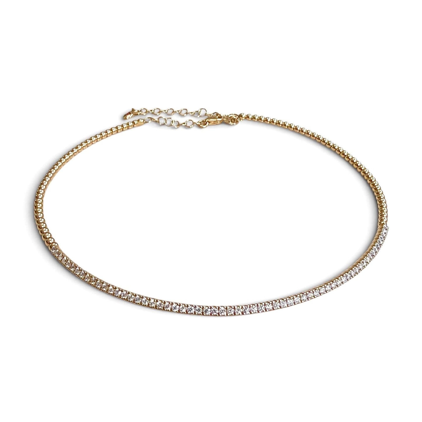 ZYDO Italy “Dolce Carezza” 18K Rose Gold Adjustable Diamond Choker Necklace - WeilJewelry