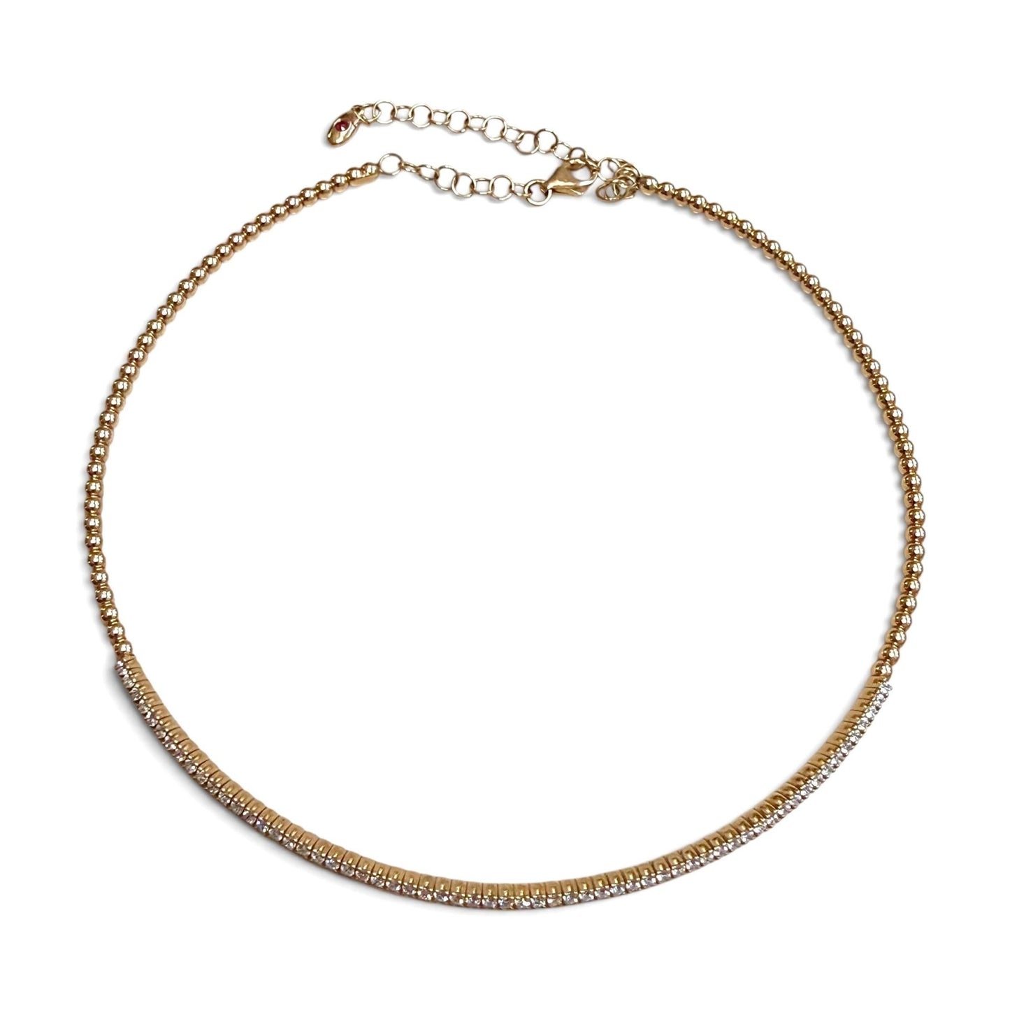 ZYDO Italy “Dolce Carezza” 18K Rose Gold Adjustable Diamond Choker Necklace - WeilJewelry