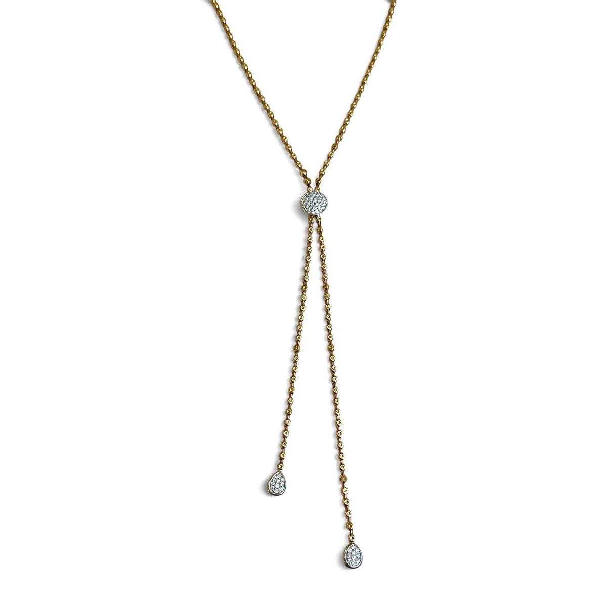 ZYDO Italy "Dolce Vita" 18K White & Rose Gold 1.32 CTW Diamond Lariat Necklace - WeilJewelry