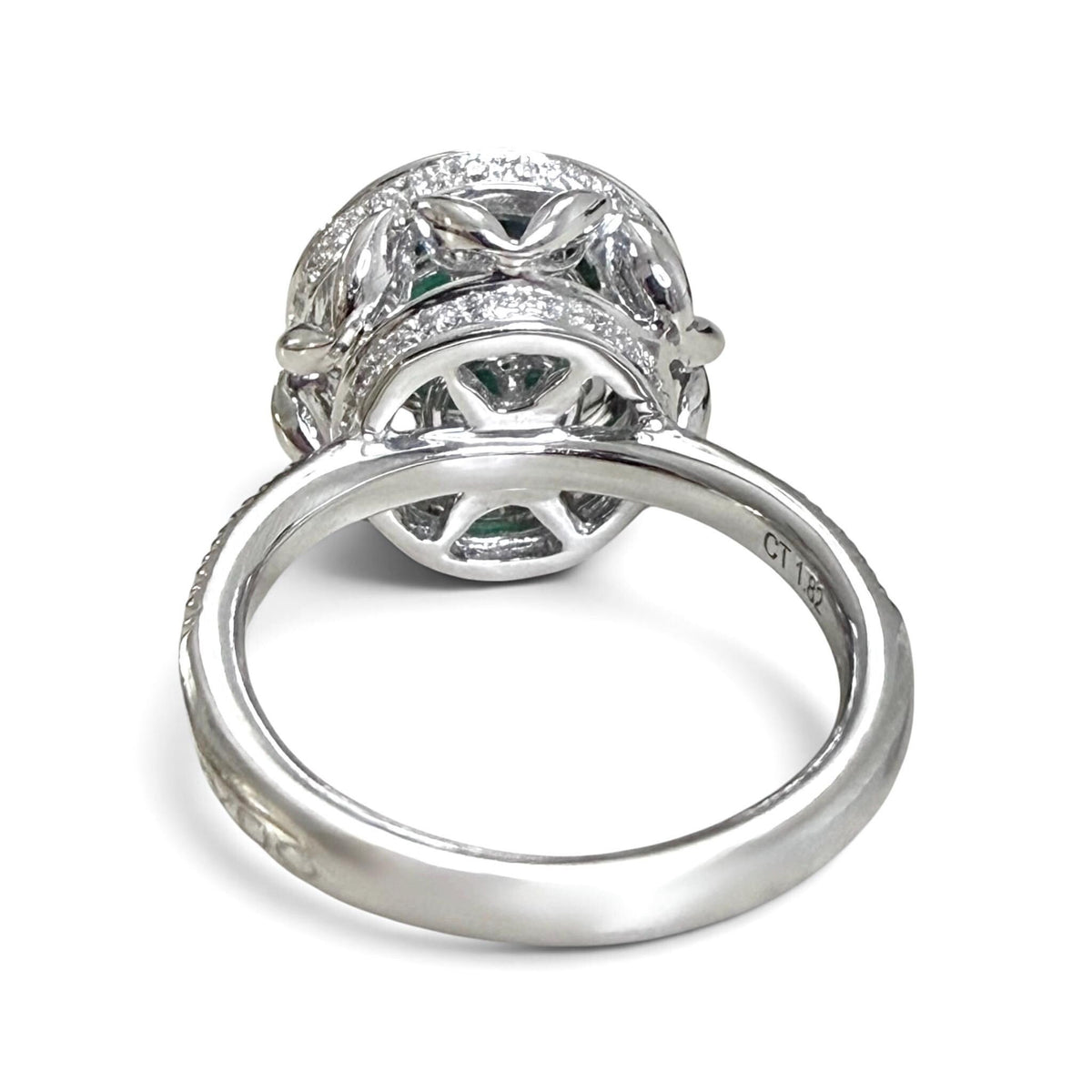 ZYDO Italy "Giardino Divino" 18K White Gold 1.82 CT Natural Emerald & Diamond Halo Ring - WeilJewelry