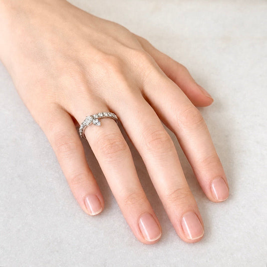 ZYDO Italy “Innamorata” Solid 18K White Gold 0.64 CT Natural Diamond Ring - WeilJewelry