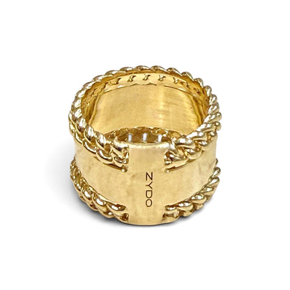 ZYDO Italy "La Corona" 18K White & Yellow Gold Natural Diamond Chunky Band Ring - WeilJewelry