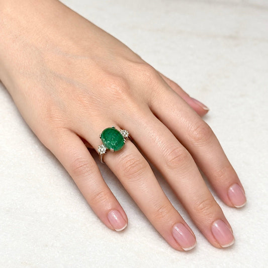 ZYDO Italy "La Primadonna" 18K White Gold 6.62 CT Emerald & Diamond Ring - WeilJewelry