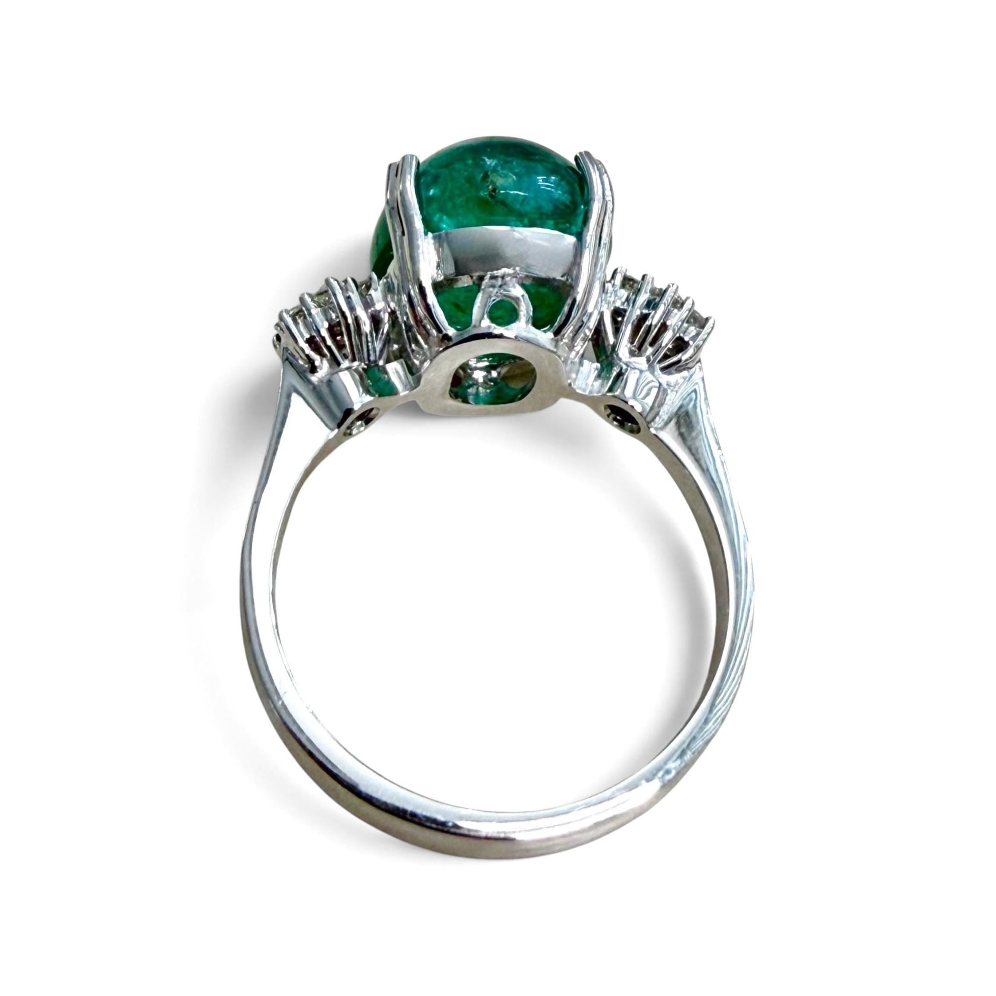 ZYDO Italy "La Primadonna" 18K White Gold 6.62 CT Natural Emerald & Diamond Ring - WeilJewelry