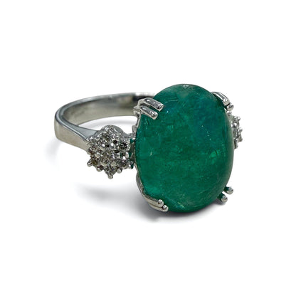 ZYDO Italy "La Primadonna" 18K White Gold 6.62 CT Natural Emerald & Diamond Ring - WeilJewelry