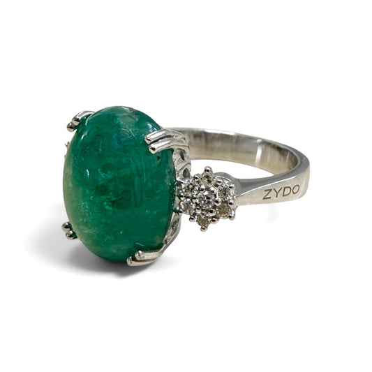 ZYDO Italy "La Primadonna" 18K White Gold 6.62 CT Natural Emerald & Diamond Ring - WeilJewelry