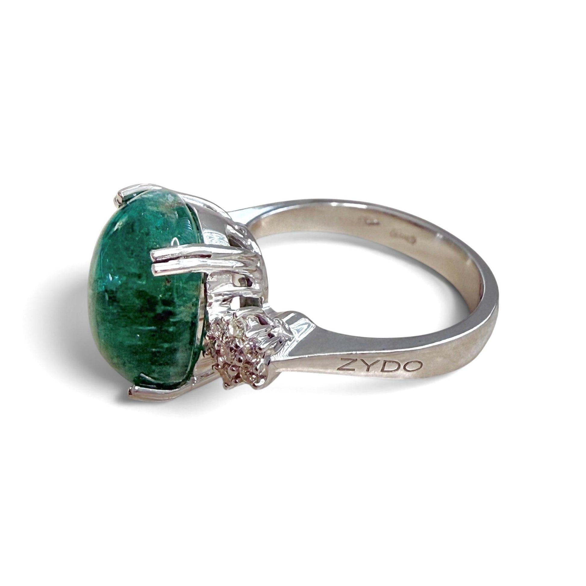 ZYDO Italy "La Primadonna" 18K White Gold 6.62 CT Natural Emerald & Diamond Ring - WeilJewelry