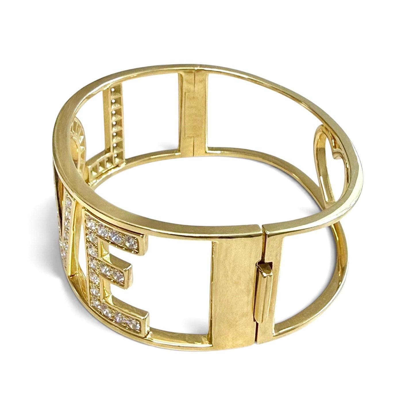ZYDO Italy "L’Amore" 18K Yellow Gold LOVE 2.36 CT Diamond Bangle Bracelet - WeilJewelry