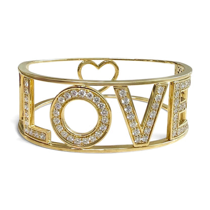 ZYDO Italy "L’Amore" 18K Yellow Gold LOVE 2.36 CT Diamond Bangle Bracelet - WeilJewelry