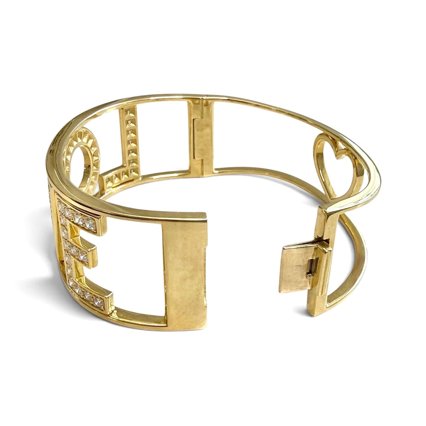 ZYDO Italy "L’Amore" 18K Yellow Gold LOVE 2.36 CT Diamond Bangle Bracelet - WeilJewelry