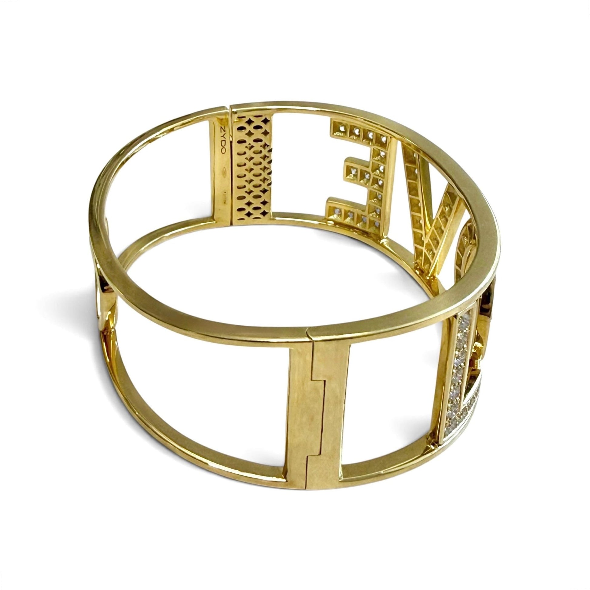 ZYDO Italy "L’Amore" 18K Yellow Gold LOVE 2.36 CT Diamond Bangle Bracelet - WeilJewelry