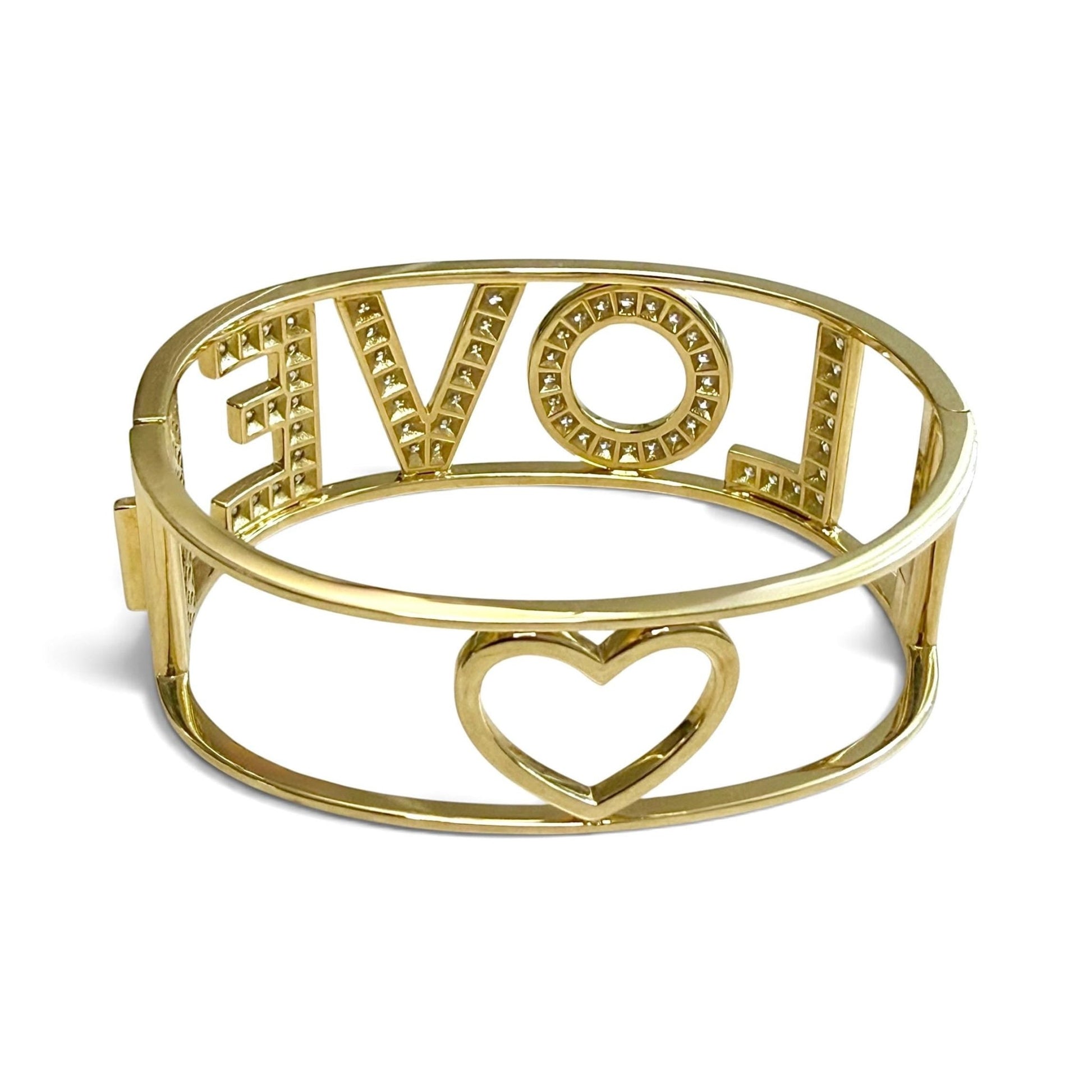 ZYDO Italy "L’Amore" 18K Yellow Gold LOVE 2.36 CT Diamond Bangle Bracelet - WeilJewelry