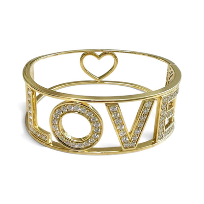 ZYDO Italy "L’Amore" 18K Yellow Gold LOVE 2.36 CT Diamond Bangle Bracelet - WeilJewelry