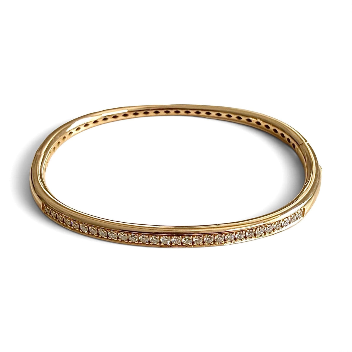 ZYDO Italy "L’Eleganza" 18K Rose Gold Natural Diamond Bangle Bracelet - WeilJewelry
