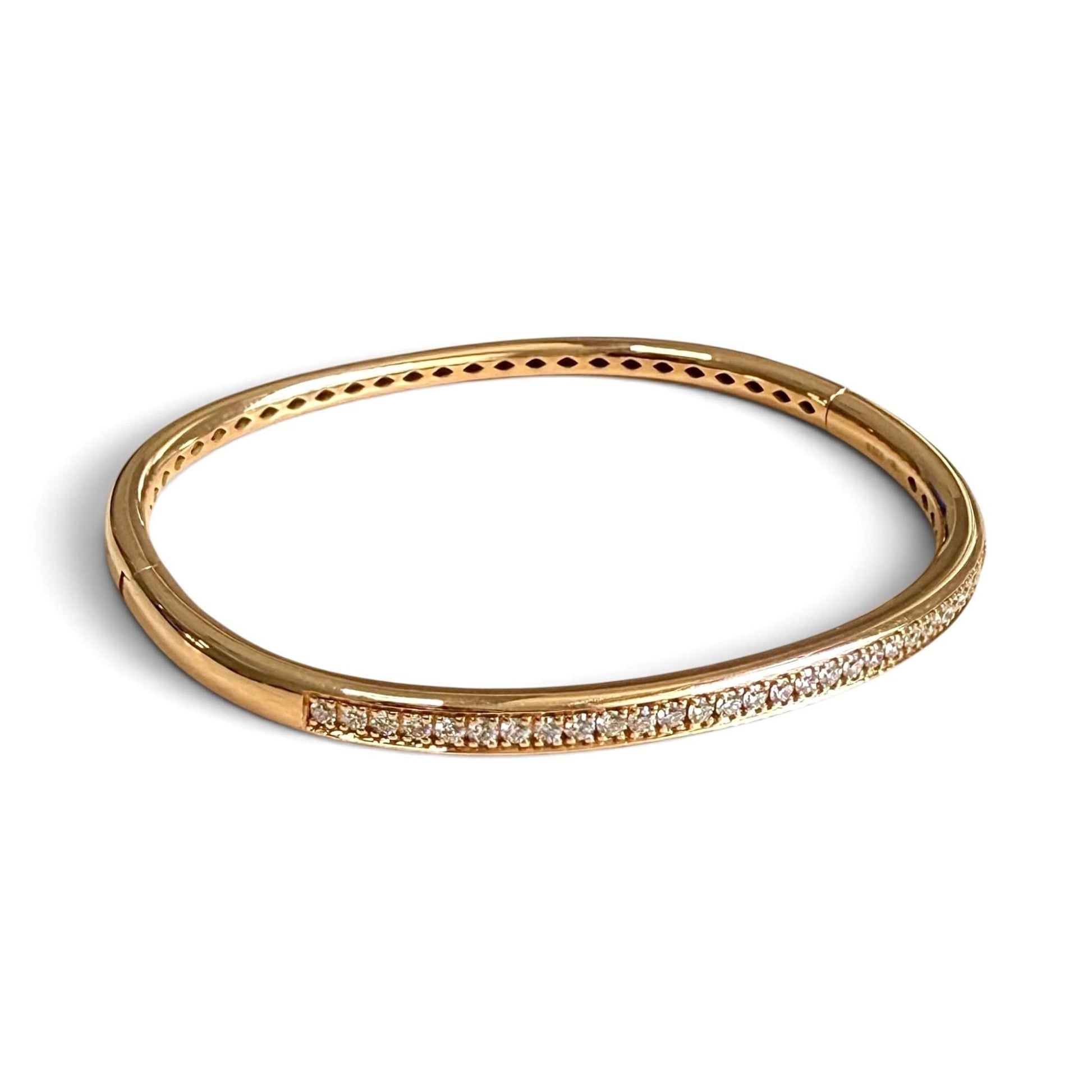 ZYDO Italy "L’Eleganza" 18K Rose Gold Natural Diamond Bangle Bracelet - WeilJewelry