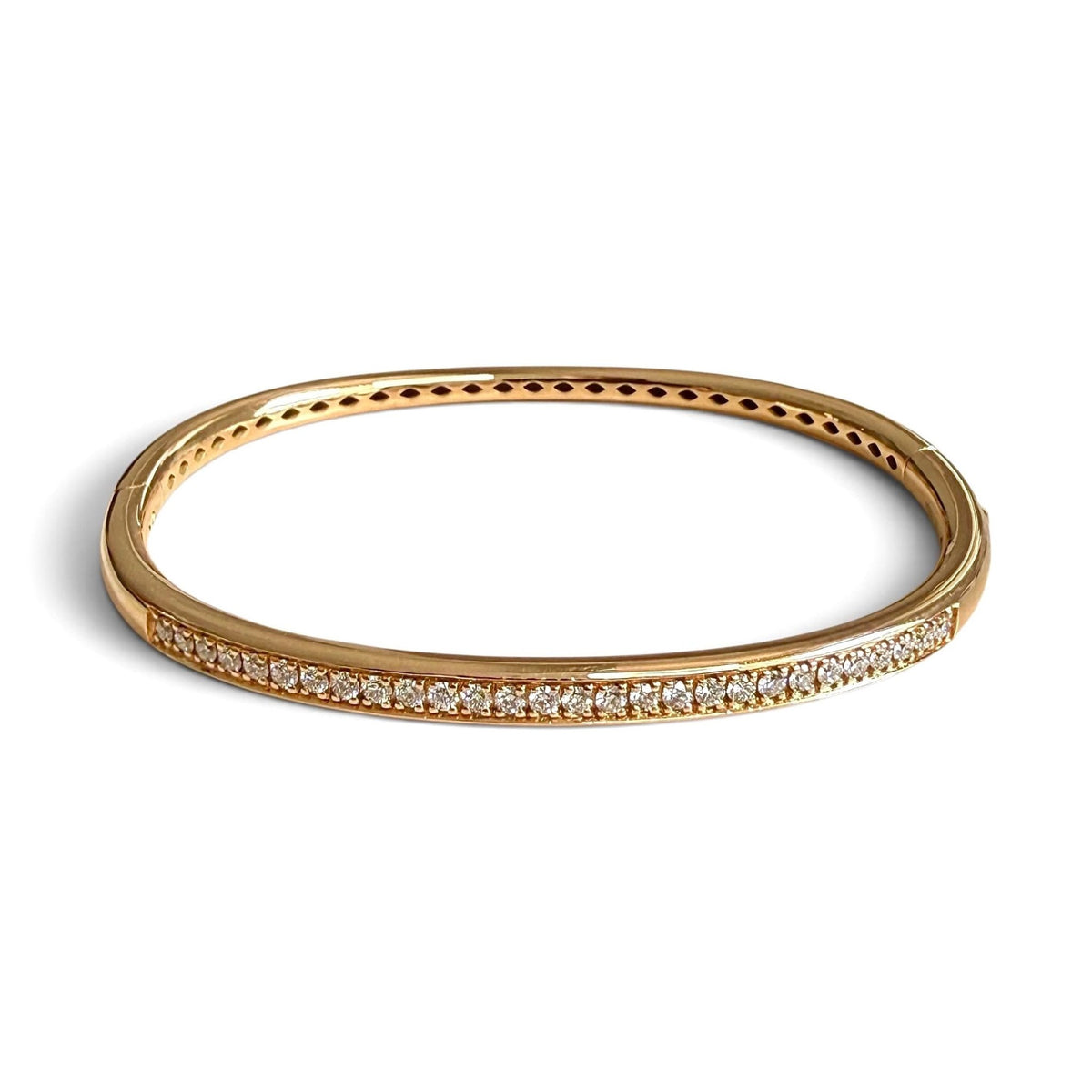 ZYDO Italy "L’Eleganza" 18K Rose Gold Natural Diamond Bangle Bracelet - WeilJewelry