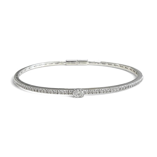 ZYDO Italy "Luce Di Stella" 18K White Gold Natural Diamond Bangle Bracelet - WeilJewelry