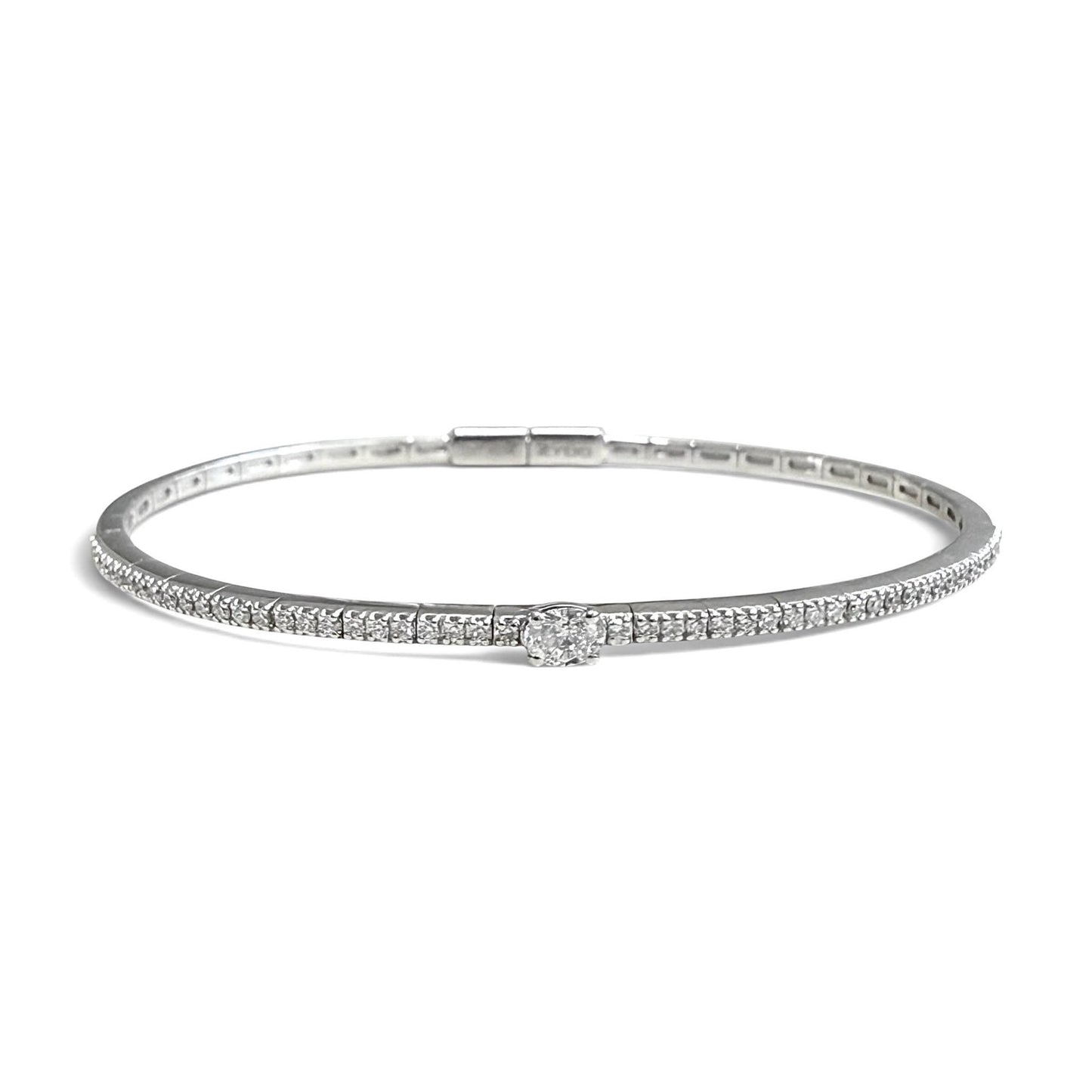ZYDO Italy "Luce Di Stella" 18K White Gold Natural Diamond Bangle Bracelet - WeilJewelry