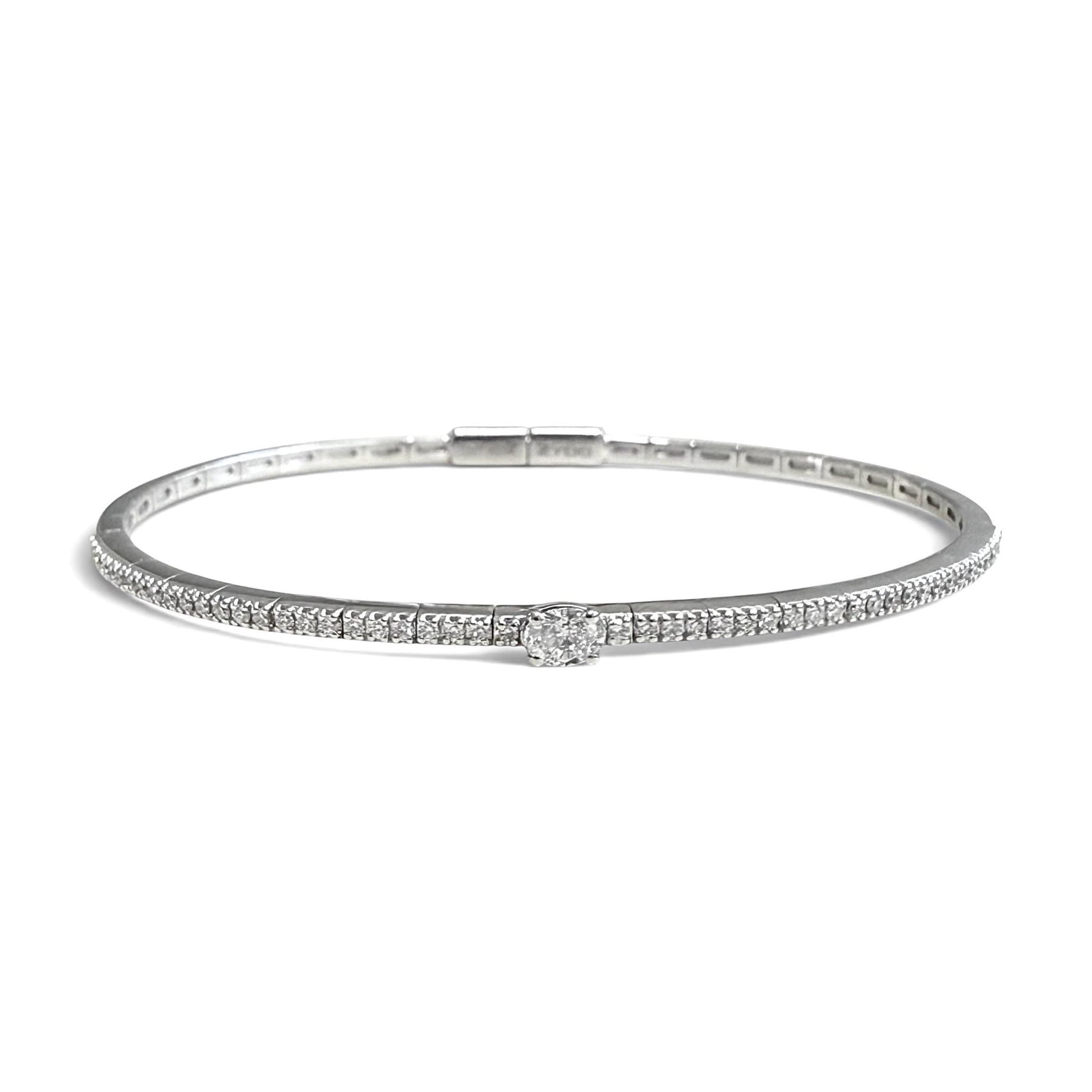 ZYDO Italy "Luce Di Stella" 18K White Gold Natural Diamond Bangle Bracelet - WeilJewelry