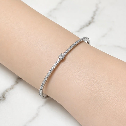 ZYDO Italy "Luce Di Stella" 18K White Gold Natural Diamond Bangle Bracelet - WeilJewelry