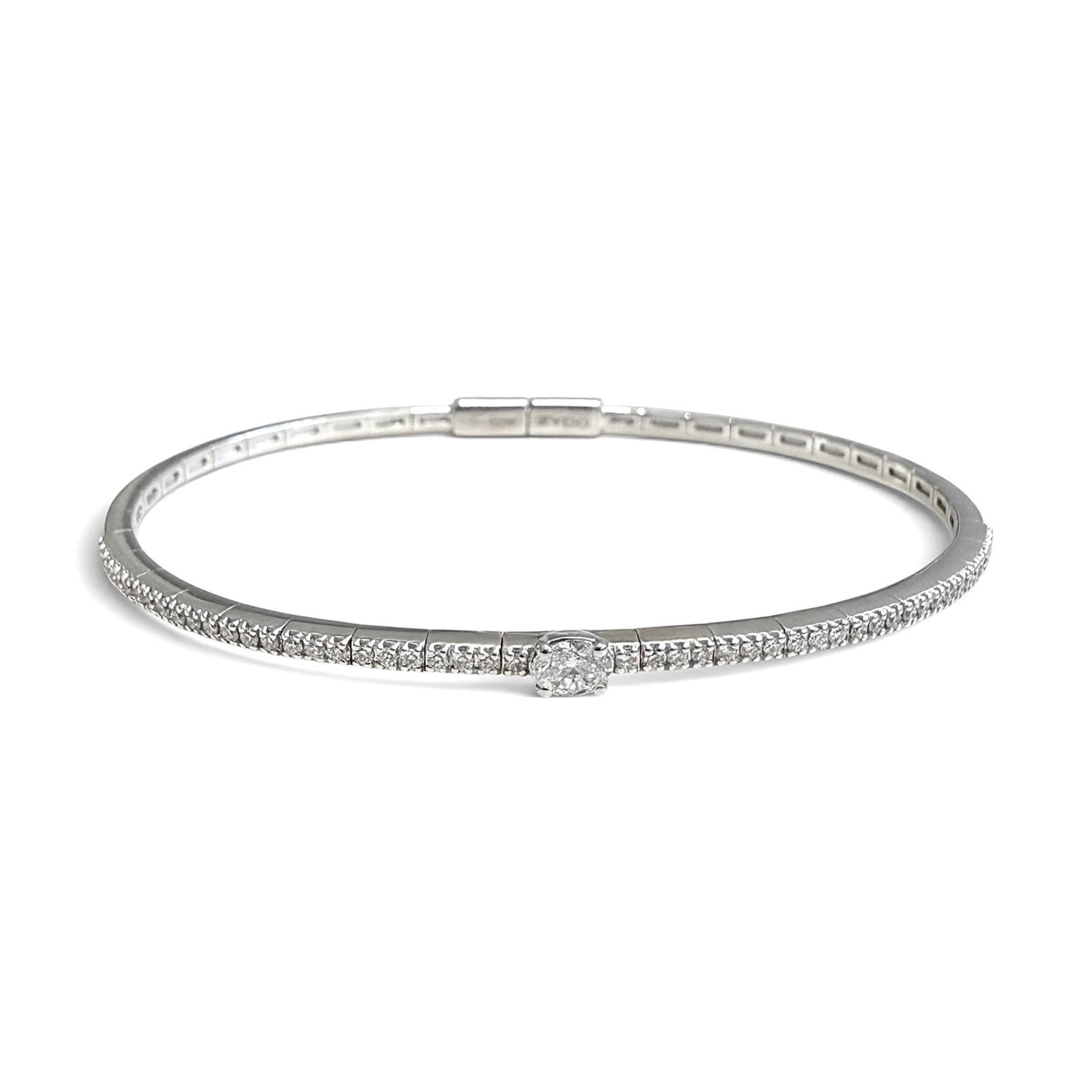 ZYDO Italy "Luce Di Stella" 18K White Gold Natural Diamond Bangle Bracelet - WeilJewelry
