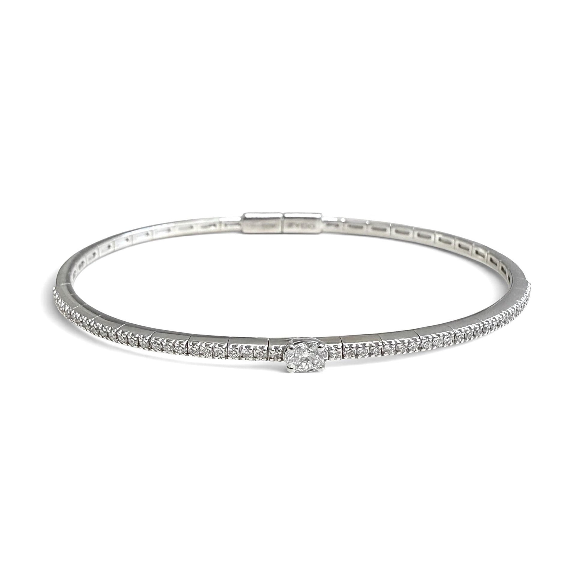 ZYDO Italy "Luce Di Stella" 18K White Gold Natural Diamond Bangle Bracelet - WeilJewelry