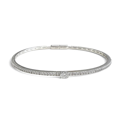 ZYDO Italy "Luce Di Stella" 18K White Gold Natural Diamond Bangle Bracelet - WeilJewelry