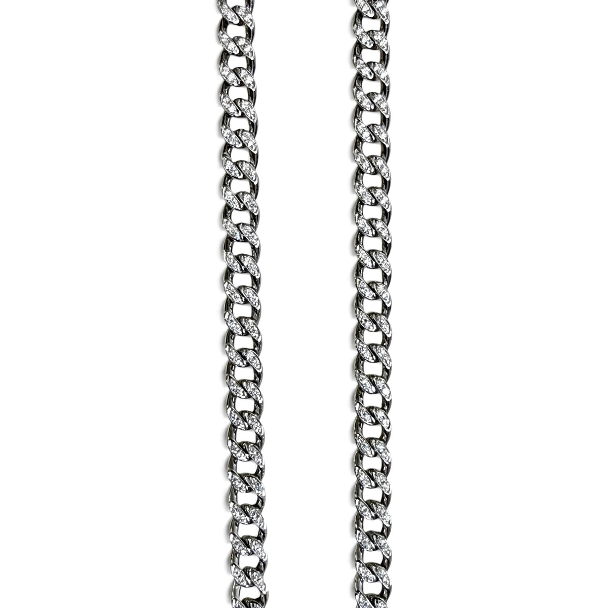 ZYDO Italy "Luminosa" 18K White Gold 1.36 CTW Diamond Curb Chain Necklace - WeilJewelry