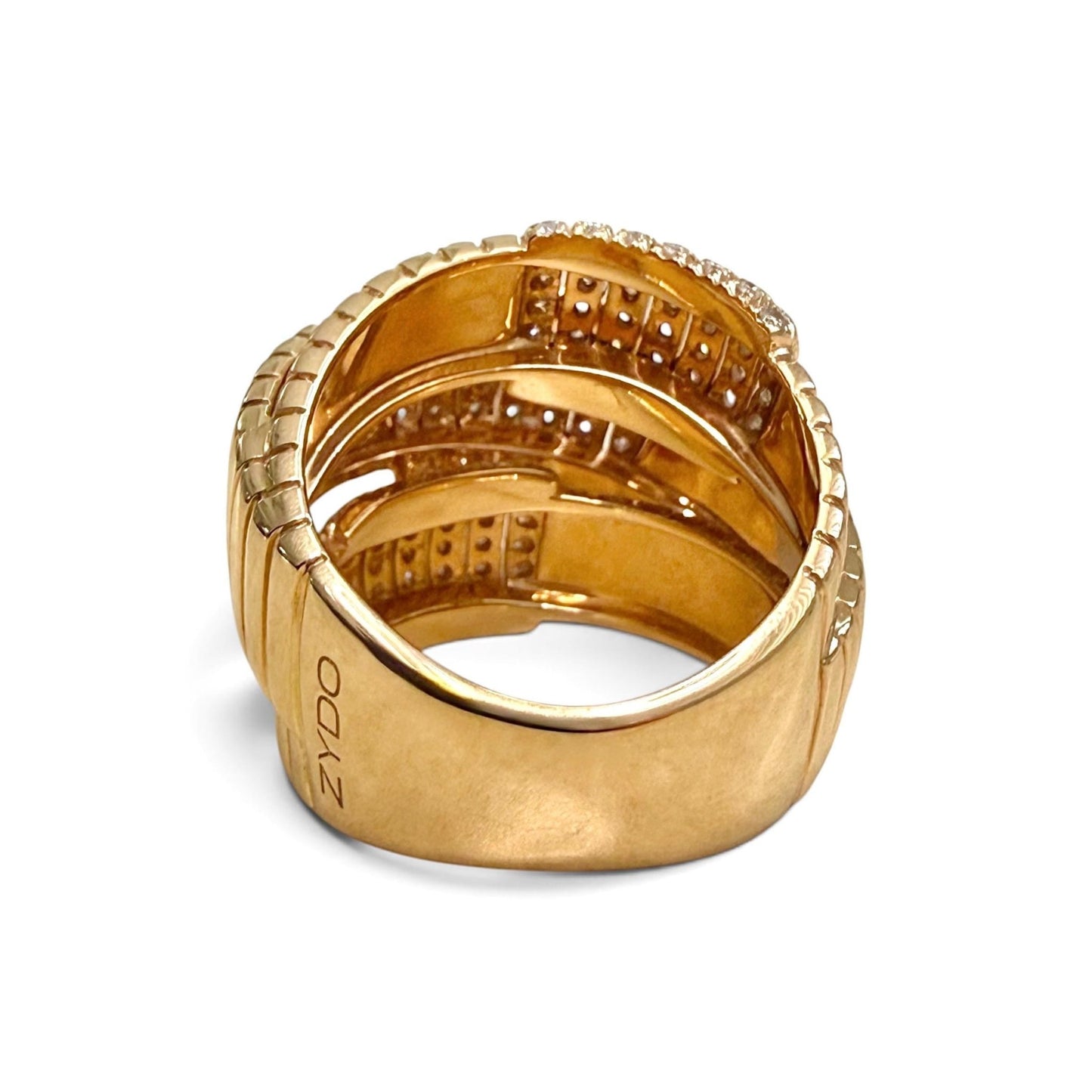 ZYDO Italy “Mamma Mia” 18K Rose Gold 1.16 CTW Natural Diamond Tubogas Crossover Ring - WeilJewelry