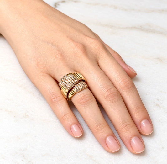 ZYDO Italy "Mamma Mia" 18K Rose Gold 1.16 CTW Natural Diamond Tubogas Crossover Ring - WeilJewelry