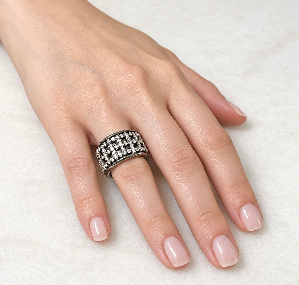 ZYDO Italy "Notte Stellata" Black Rhodium 18K Gold Diamond Eternity Band - WeilJewelry