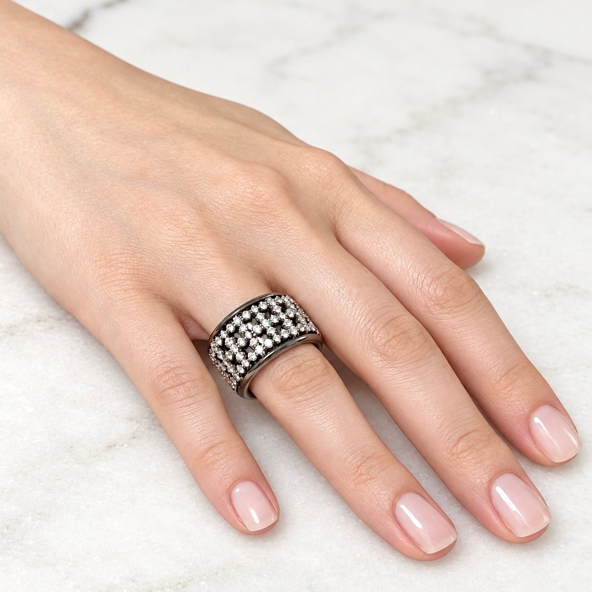 ZYDO Italy "Notte Stellata" Black Rhodium 18K Gold Diamond Eternity Band - WeilJewelry