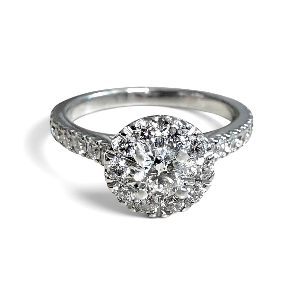 ZYDO Italy "Promessa d’Amore" 18K White Gold 0.94 CTW Diamond Halo Engagement Ring - WeilJewelry