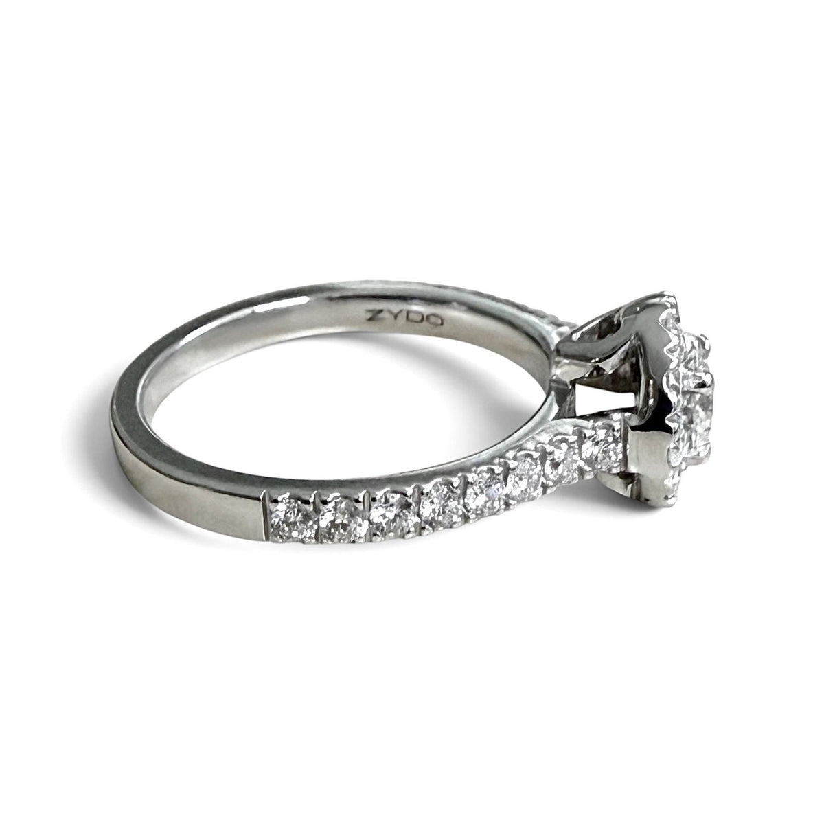 ZYDO Italy "Promessa d’Amore" 18K White Gold 0.94 CTW Diamond Halo Engagement Ring - WeilJewelry