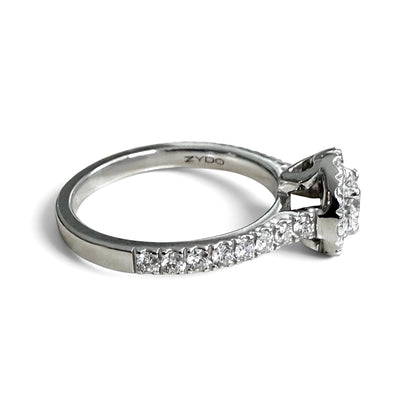 ZYDO Italy "Promessa d’Amore" 18K White Gold 0.94 CTW Diamond Halo Engagement Ring - WeilJewelry