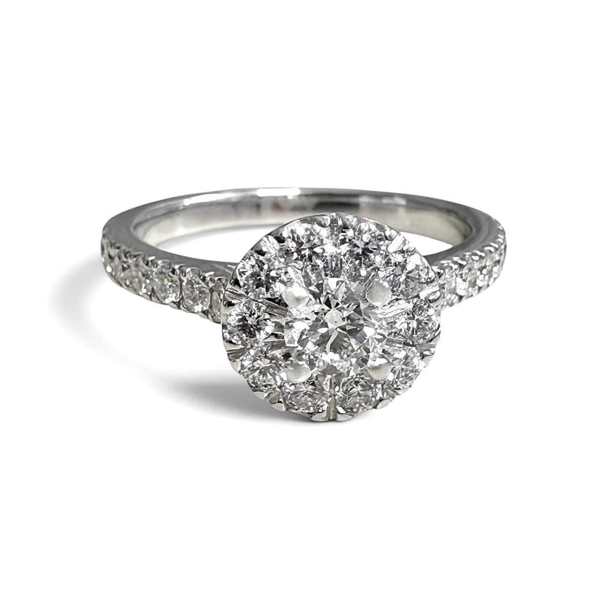 ZYDO Italy "Promessa d’Amore" 18K White Gold 0.94 CTW Diamond Halo Engagement Ring - WeilJewelry