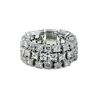 ZYDO Italy "Promessa Eterna" 18K White Gold 4.45 CT Three-Row Diamond Eternity Band - WeilJewelry