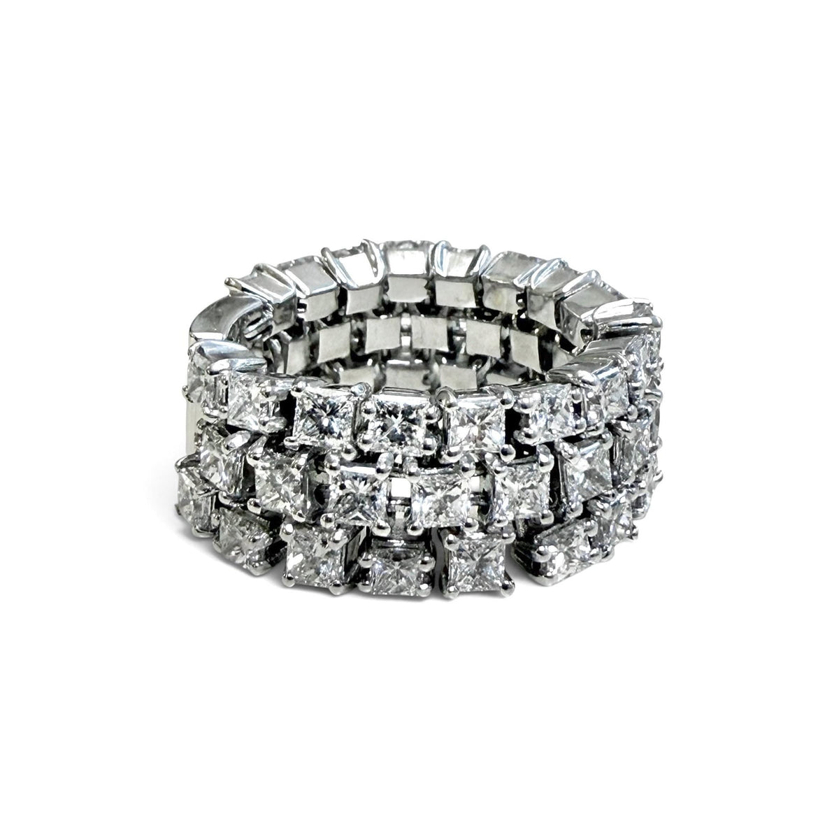 ZYDO Italy "Promessa Eterna" 18K White Gold 4.45 CT Three-Row Diamond Eternity Band - WeilJewelry