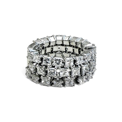 ZYDO Italy "Promessa Eterna" 18K White Gold 4.45 CT Three-Row Diamond Eternity Band - WeilJewelry