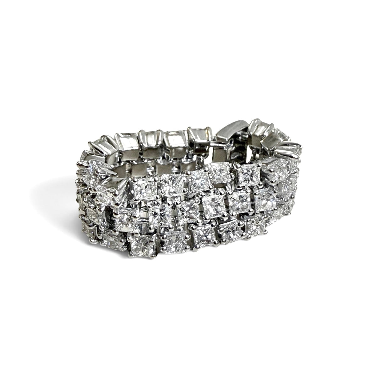 ZYDO Italy "Promessa Eterna" 18K White Gold 4.45 CTW Three-Row Diamond Eternity Band - WeilJewelry