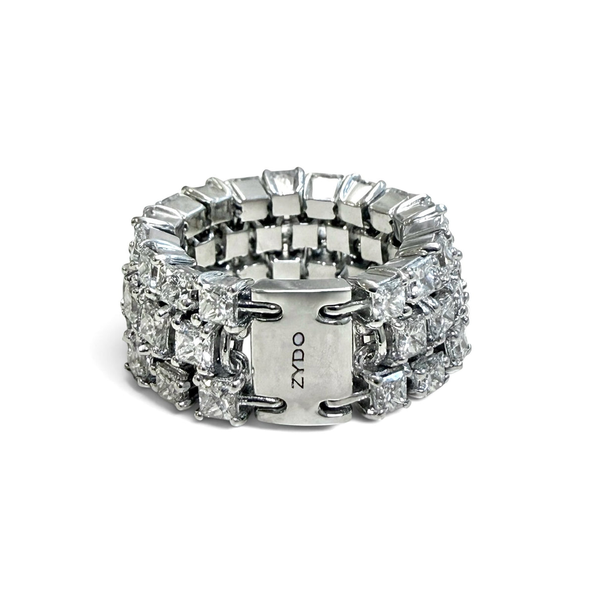 ZYDO Italy "Promessa Eterna" 18K White Gold 4.45 CTW Three-Row Diamond Eternity Band - WeilJewelry