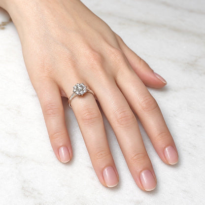 ZYDO Italy "Rosa Radiosa" 18K White Gold 0.82 CTW Natural Diamond Halo Ring - WeilJewelry