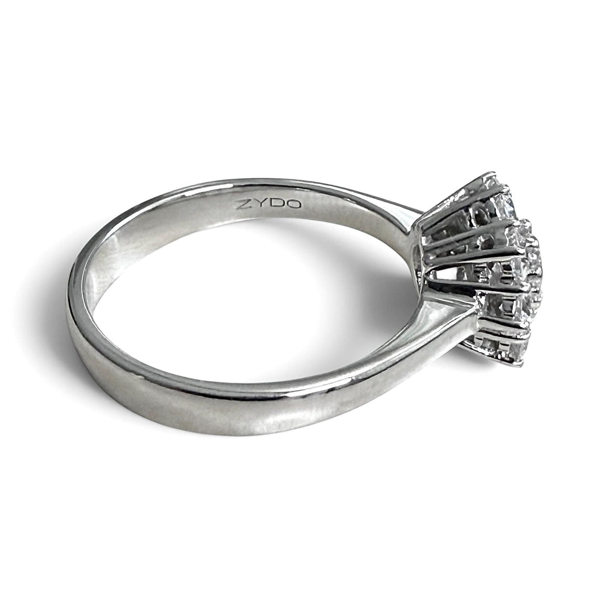 ZYDO Italy "Rosa Radiosa" 18K White Gold 0.82 CTW Natural Diamond Halo Ring - WeilJewelry
