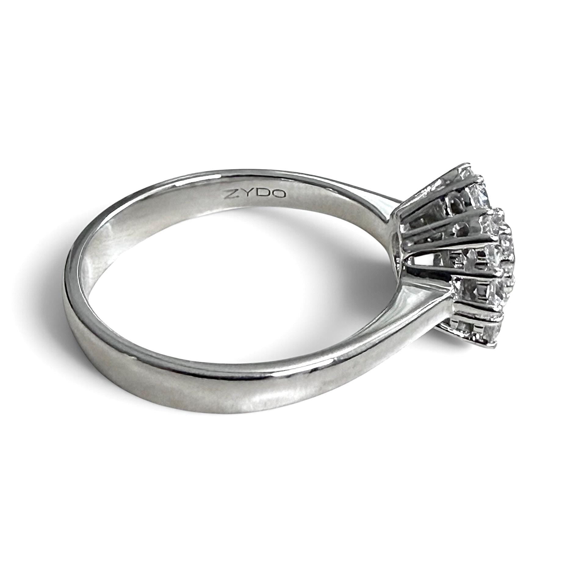 ZYDO Italy "Rosa Radiosa" 18K White Gold 0.82 CTW Natural Diamond Halo Ring - WeilJewelry