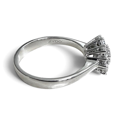 ZYDO Italy "Rosa Radiosa" 18K White Gold 0.82 CTW Natural Diamond Halo Ring - WeilJewelry