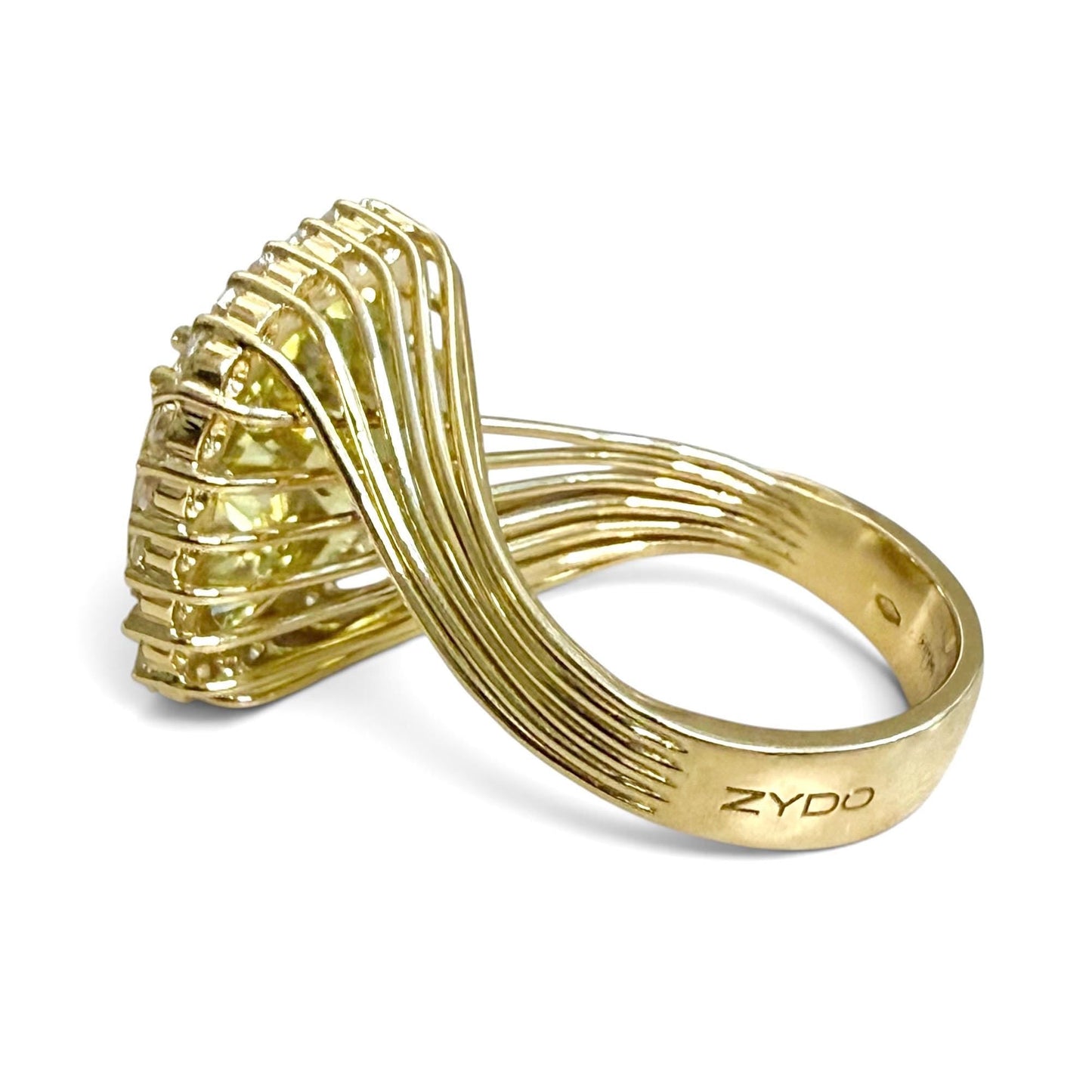 ZYDO Italy "Sole Mio" 18K Yellow Gold 10.92 CT Lemon Quartz & Diamond Halo Ring - WeilJewelry