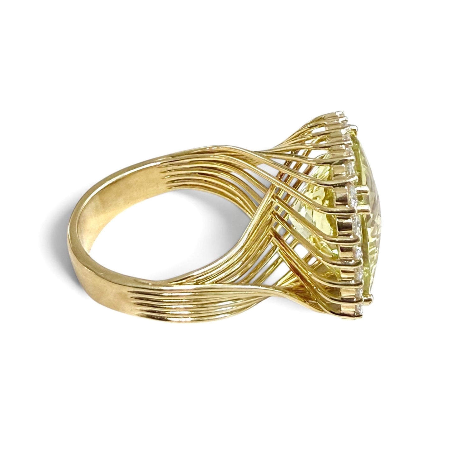 ZYDO Italy "Sole Mio" 18K Yellow Gold 10.92 CT Lemon Quartz & Diamond Halo Ring - WeilJewelry