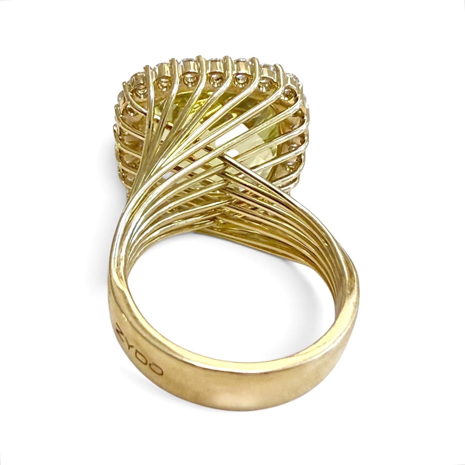ZYDO Italy "Sole Mio" 18K Yellow Gold 10.92 CT Lemon Quartz & Diamond Halo Ring - WeilJewelry