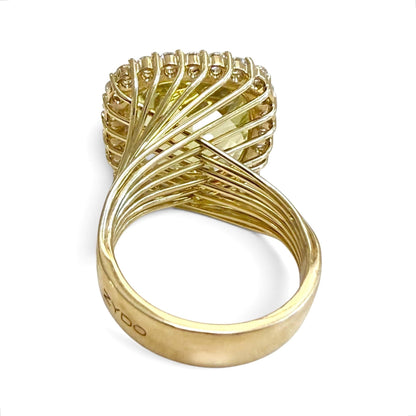 ZYDO Italy "Sole Mio" 18K Yellow Gold 10.92 CT Lemon Quartz & Diamond Halo Ring - WeilJewelry
